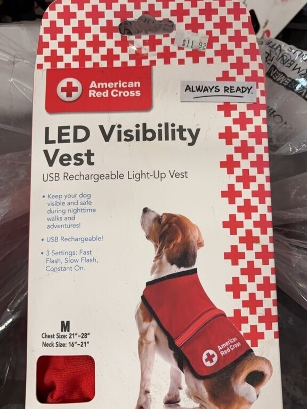 Dog Vest Medium-American Red Cross LED Visibility Vest for Dogs